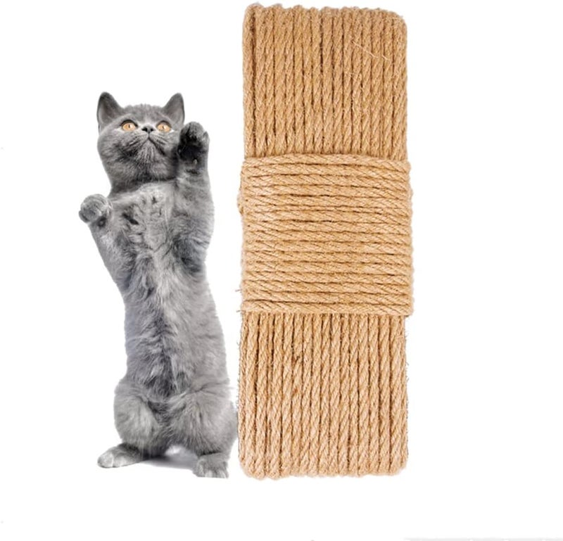 SUMPIGGER Natural Sisal Rope for Cat Scratching Post 4/6/8 mm Hemp Rope Twisted Fiber Sisal Twine Repairing Cat Tree Scratcher Tower or DIY Projects - Image 1