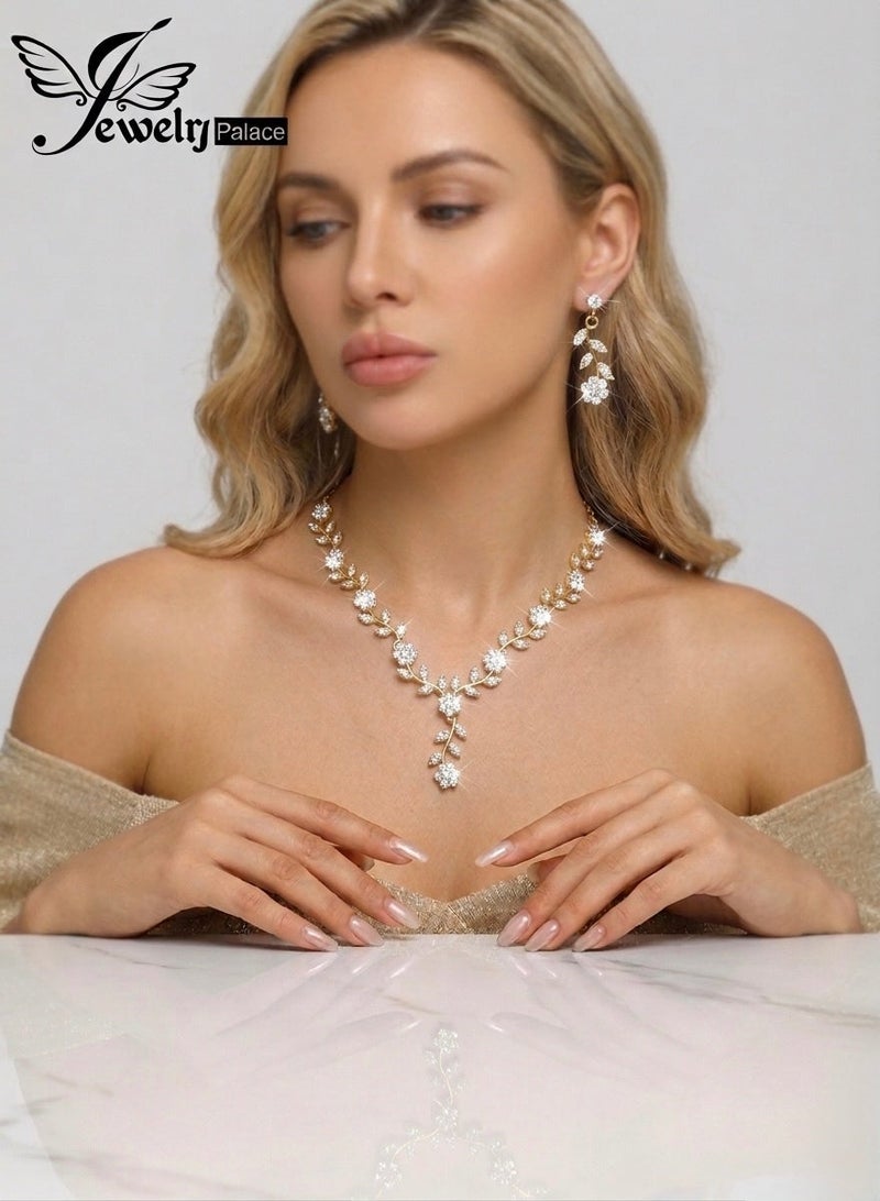 JewelryPalace 2 Pcs Zirconia Jewelry Set For Women, Necklace And Earrings Set, Elegant Occasion Accessories - Image 1