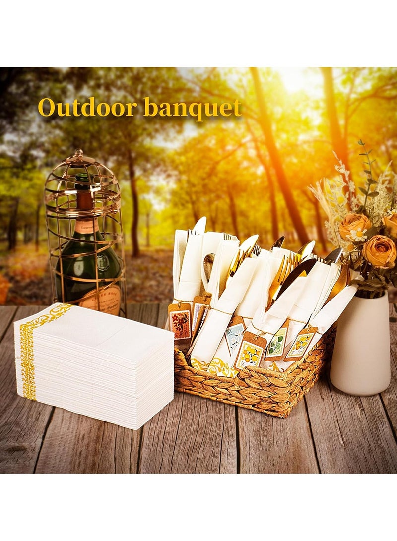 GoodTool 50 Pieces Disposable Cloth Like Napkins Built-in Flatware Pocket Prefolded for Silverware Linen-Feel Paper Napkins for Wedding Parties 43 * 30 cm - Image 5