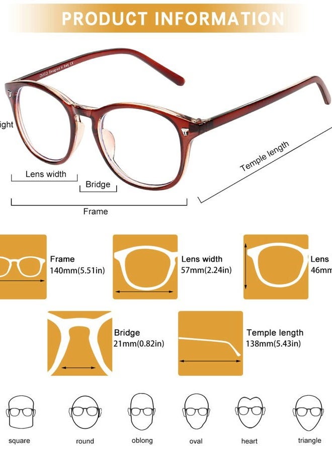 DUCO Blue Light Glasses for Men Women Blue Ray Blocking Glasses Computer Gaming Glasses Teens Retro Round Eyeglasses Frame Brown 5206 - Image 4