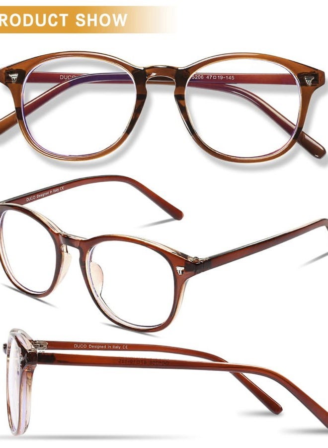 DUCO Blue Light Glasses for Men Women Blue Ray Blocking Glasses Computer Gaming Glasses Teens Retro Round Eyeglasses Frame Brown 5206 - Image 2