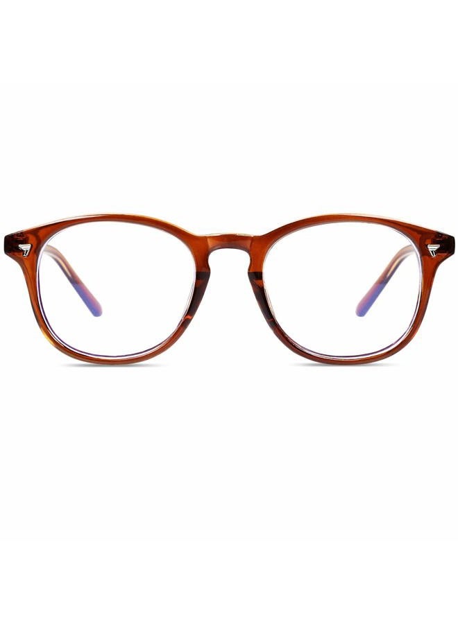 DUCO Blue Light Glasses for Men Women Blue Ray Blocking Glasses Computer Gaming Glasses Teens Retro Round Eyeglasses Frame Brown 5206 - Image 1