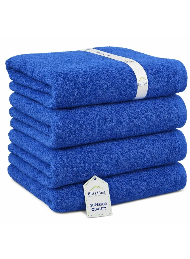 Bliss Casa Bliss Casa Indigo 100% Cotton Bath Towels (4 Pack, 70x140 cm) - 600 GSM Bathroom towels Super Absorbent and Soft Hotel Towels, Ideal for Use in Hotels and Restaurants