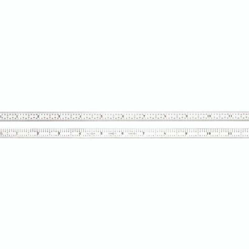 Starrett Starrett Full Flexible Steel Rule with Satin Chrome Finish Quick Reading and Inch Graduations  12 Length 5R Graduation Type 164 Thickness  C305R12  - Image 1