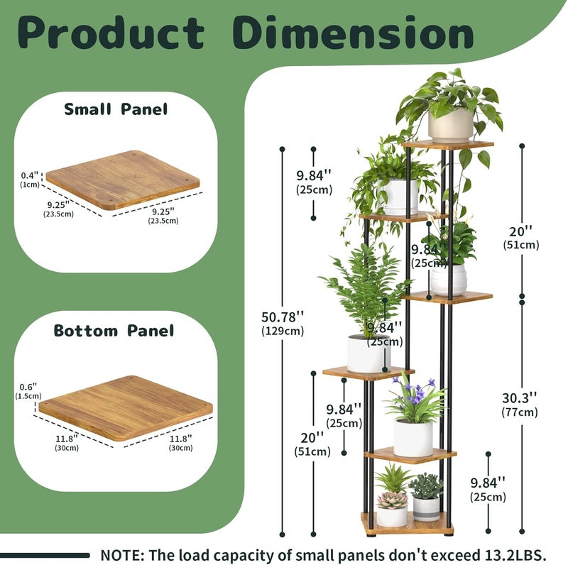 Digtokore Plant Stand Indoor 6 Tier Tall Plant Rack Indoor Outdoor Corner Display Shelf Flower Pot Holder Metal Flower Shelves for Multiple Plants - Image 5