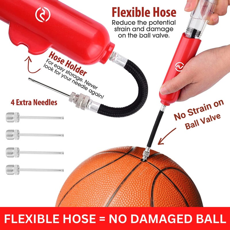 REVIVL Ball Pump for Sports Balls - 5 Needles - Basketball Pump, Soccer Ball Pump - Air Pump for Balls, Volleyball, Football Accessories Equipment - Hand Pump for Inflatables - Never Lose Pin with Holder - Image 3