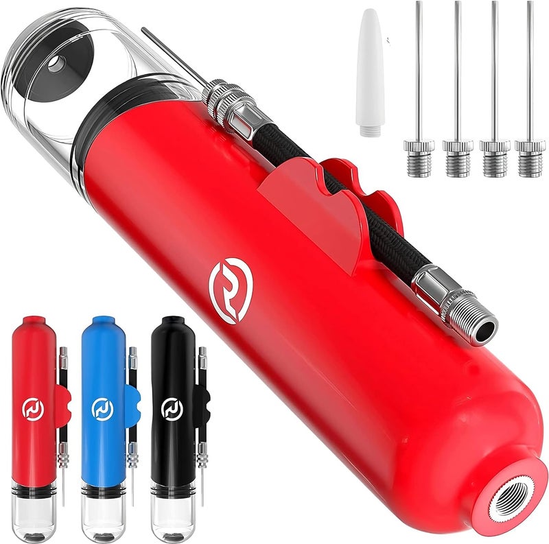 REVIVL Ball Pump for Sports Balls - 5 Needles - Basketball Pump, Soccer Ball Pump - Air Pump for Balls, Volleyball, Football Accessories Equipment - Hand Pump for Inflatables - Never Lose Pin with Holder - Image 1