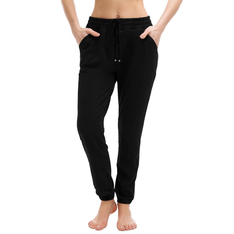 Walifrey Womens Joggers with Pockets, Drawstring Sweatpants Women for Lounging Jogging Gym and Workout Black,1 Pack Black M - Image 1