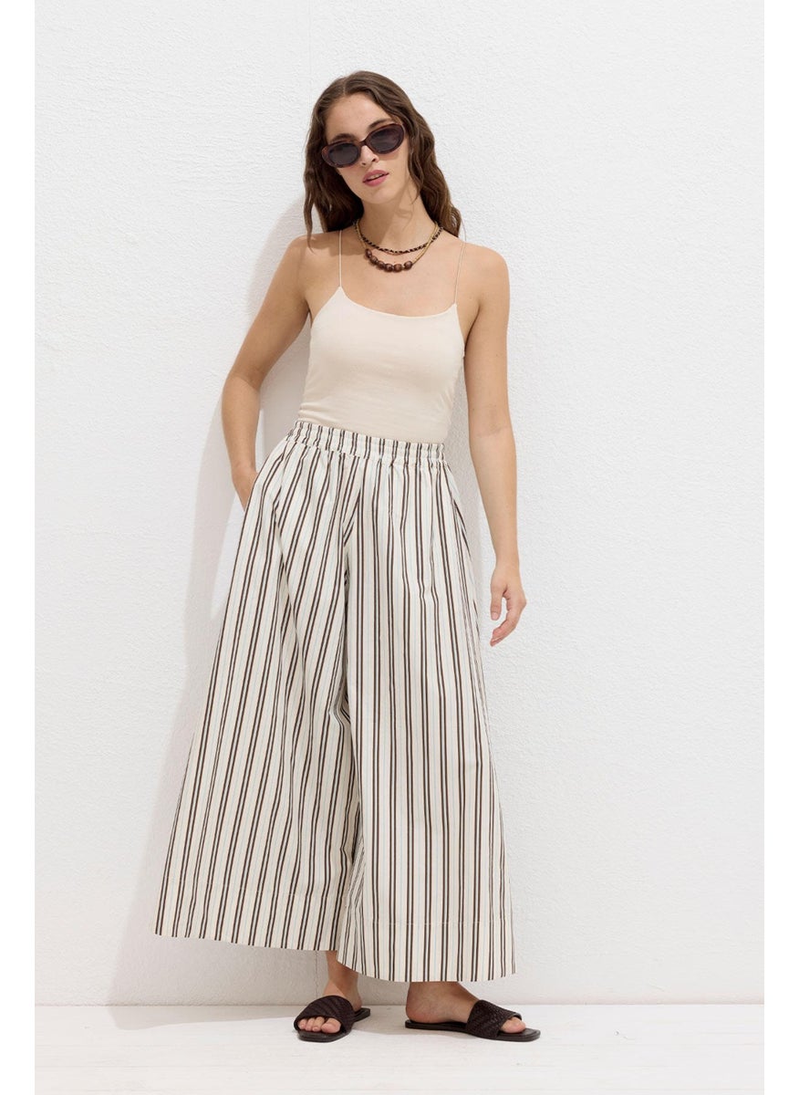 Manuka Striped Cotton Trousers Beige Stripe  - Image 3