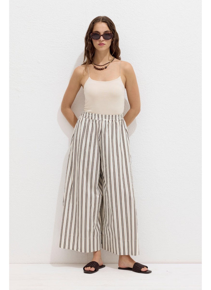 Manuka Striped Cotton Trousers Beige Stripe  - Image 2