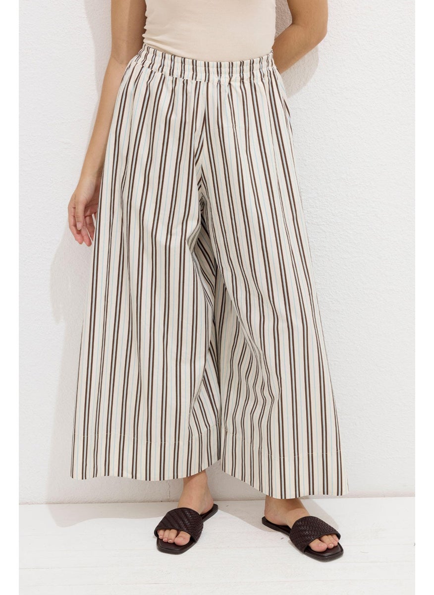 Manuka Striped Cotton Trousers Beige Stripe  - Image 4