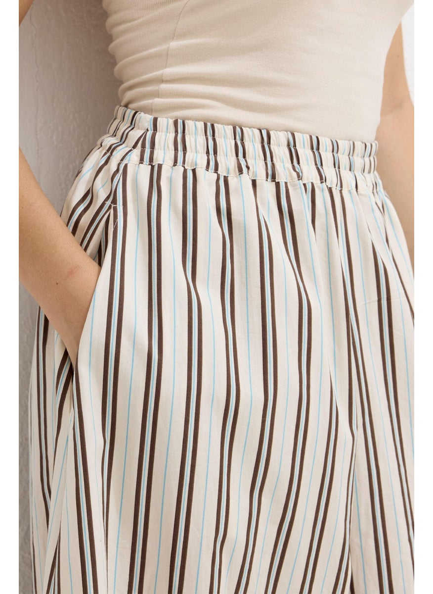 Manuka Striped Cotton Trousers Beige Stripe  - Image 5