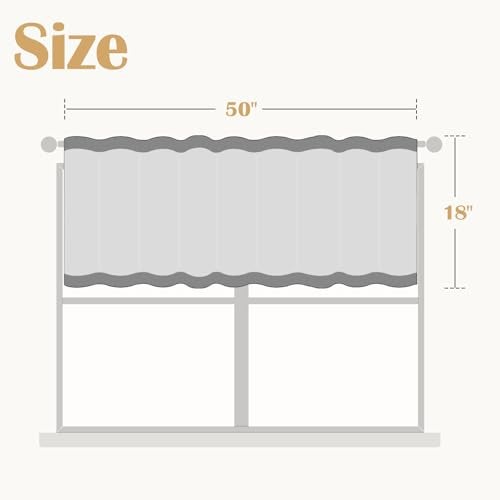 jinchan Linen Valance Curtain Farmhouse Floral Printed Small Window Curtain for Kitchen Rustic Country Blackout Valance for Living Room Bedroom Bathroom 18 Inch Rod Pocket 1 Panel Taupe on Beige - Image 4