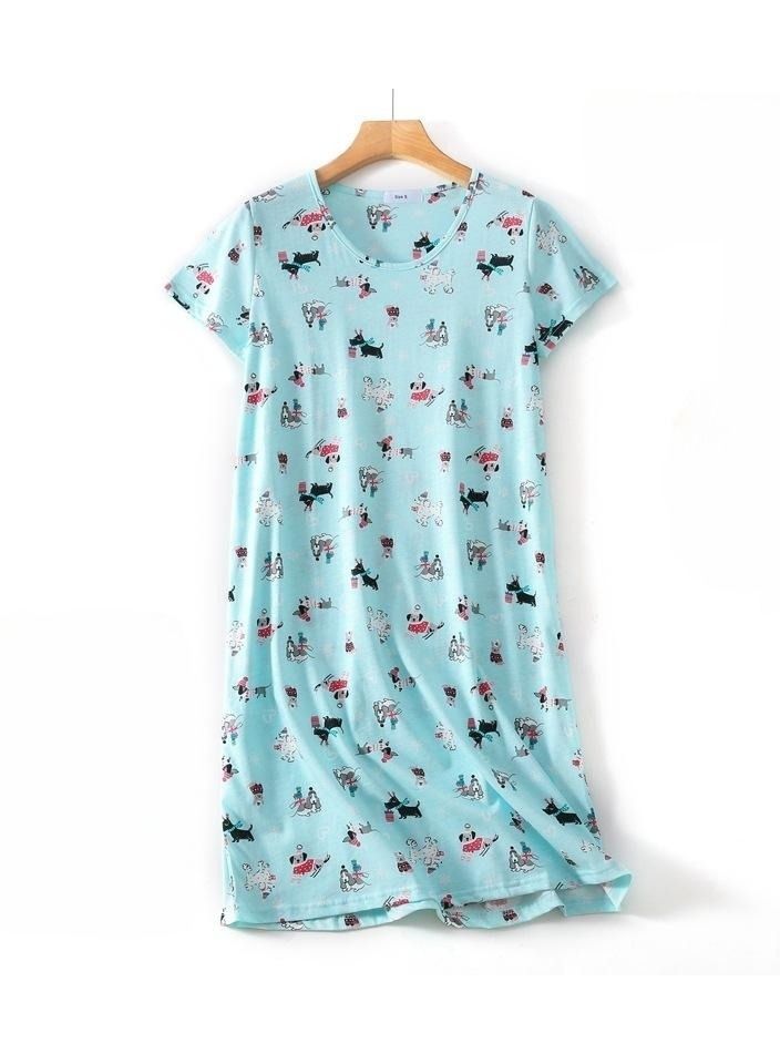 Cute Cartoon Cotton Homewear Knitted Sweet Large Short Sleeve Round Neck Pajamas - Image 1