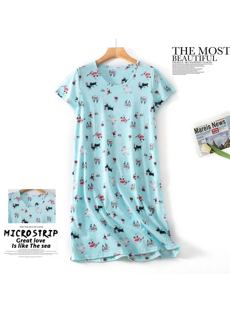 Cute Cartoon Cotton Homewear Knitted Sweet Large Short Sleeve Round Neck Pajamas - Image 2
