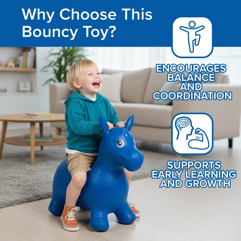 NDN LINE Bouncy Horse - Birthday Gift for 2 Year Old Hopper Horse Inflatable Jumping Animal with Pump (Single) - Image 3