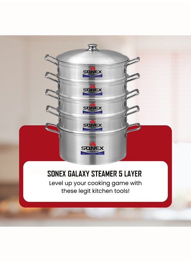 SONEX Galaxy 5-Layer Steamer – Premium Aluminium, 32 cm Diameter, Efficient Heat Distribution, Ideal for Healthy Cooking, Metal Finish, Perfect for Steaming Vegetables & Seafood, (15x9.5) cm - pzsku/Z222A72DE1260F98B27A7Z/45/_/1728741277/fab0f7d8-e82b-40fb-b9d1-4d184438966d