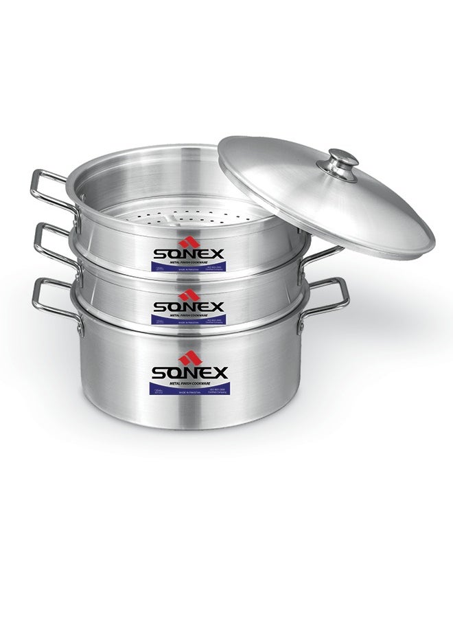 SONEX Galaxy 5-Layer Steamer – Premium Aluminium, 32 cm Diameter, Efficient Heat Distribution, Ideal for Healthy Cooking, Metal Finish, Perfect for Steaming Vegetables & Seafood, (15x9.5) cm - pzsku/Z222A72DE1260F98B27A7Z/45/_/1728741354/63338d75-db2a-4f5a-b460-cb7f8e76793c