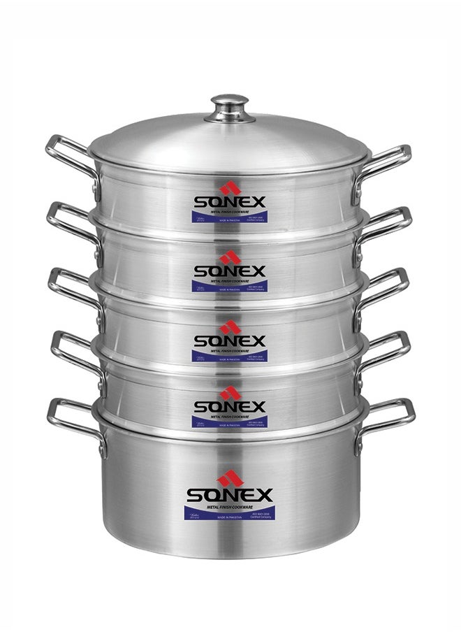 SONEX Galaxy 5-Layer Steamer – Premium Aluminium, 32 cm Diameter, Efficient Heat Distribution, Ideal for Healthy Cooking, Metal Finish, Perfect for Steaming Vegetables & Seafood, (15x9.5) cm - pzsku/Z222A72DE1260F98B27A7Z/45/_/1739788926/5bdfaedb-dbda-4a2e-ab2e-4880f9d73c74