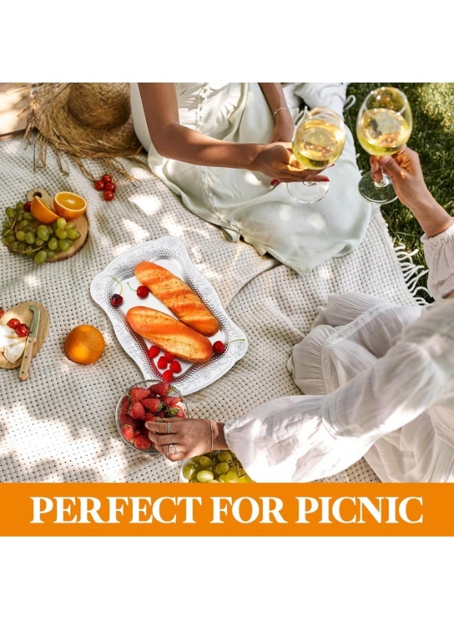 Bukela 5 PCS Plastic Serving Trays,  13" x 9" Rectangle Platters for Dessert Display Tray for Decoration Embossed Serving Platter Dish for Parties, Weddings, Engagements, Birthdays (Silver) - Image 4
