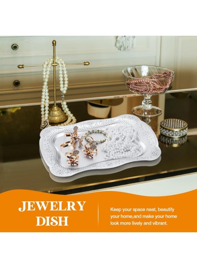 Bukela 5 PCS Plastic Serving Trays,  13" x 9" Rectangle Platters for Dessert Display Tray for Decoration Embossed Serving Platter Dish for Parties, Weddings, Engagements, Birthdays (Silver) - Image 3