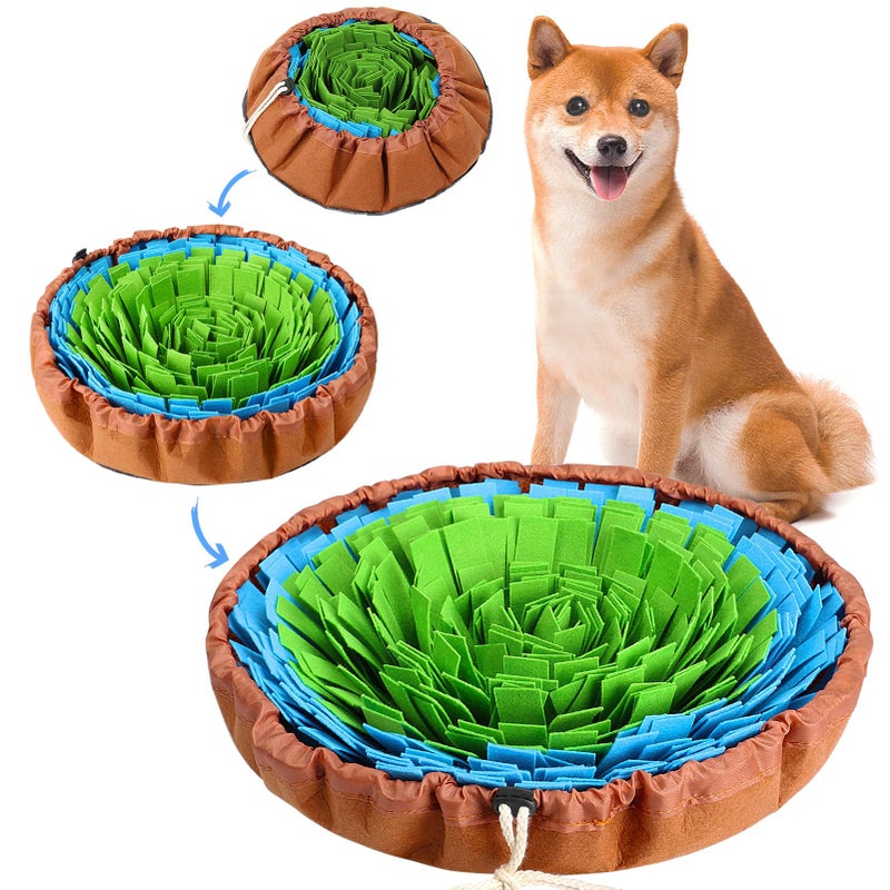 Vivifying Snuffle Mat for Dogs Adjustable Nosework Mat for Small Medium Large Dogs Interactive Dog Enrichment Toy for Mental Stimulation Slow Feeding Green Blue - Image 2