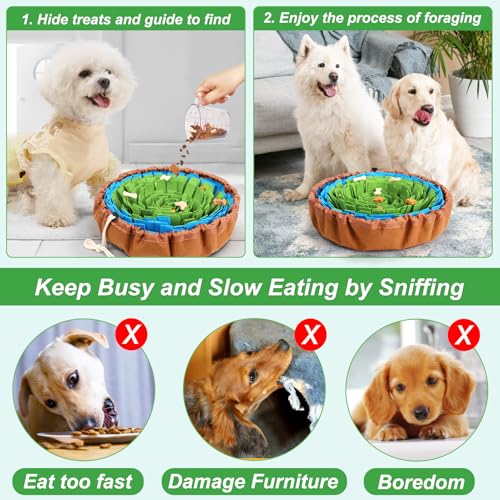 Vivifying Snuffle Mat for Dogs Adjustable Nosework Mat for Small Medium Large Dogs Interactive Dog Enrichment Toy for Mental Stimulation Slow Feeding Green Blue - Image 3