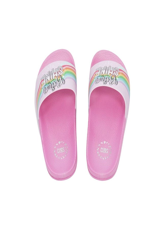 CUBS Rainbow Print Everyday Wear eco-friendly PVC Slides for Girls, Lightweight, Easy to Wash and Anti-Slip Soles - Image 2