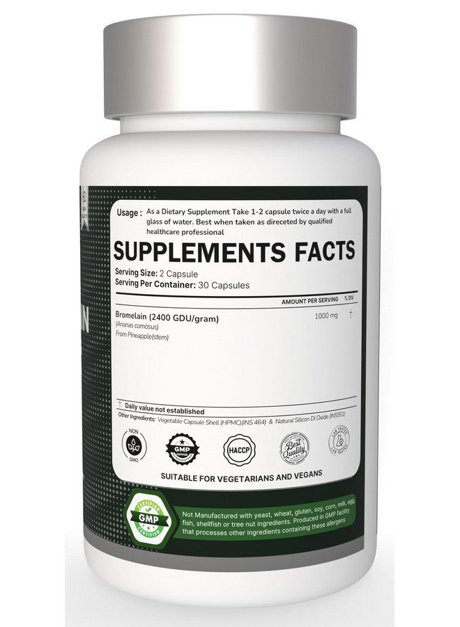 Heroot Bromelain 500mg | 2400 GDU/gram | Joint Support & Healthy Digestion | Non-GMO | Gluten Free 120 Capsules - Image 2