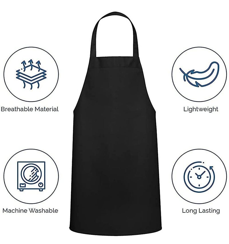 KBNBJ Apron for restaurants| Apron for Housewife | Chef Apron for Kitchen | Water Resistance Apron |Unisex Apron with Adjustable Strap and Two Pockets (Pack of 2) - Image 4