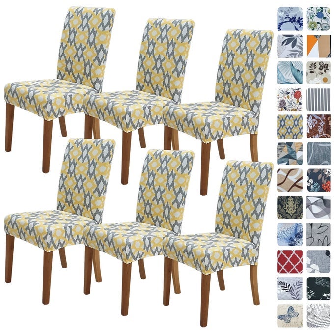 Chair Covers for Dining Room 6 Pack Stretch Dining Chair Cover Washable Spandex Kitchen Parsons Chair Slipcovers Removable Seat Protector for Home or Party Set of 6 Sunshine Zen