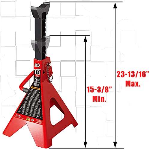 BIG RED T46002A Torin Steel Jack Stands: Double Locking, 6 Ton (12,000 lb) Capacity, Red, 1 Pair - Image 2