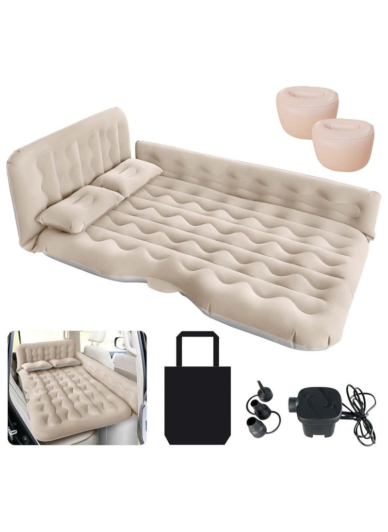 Jorunb - Inflatable Car Air Mattress, Thickened Flocking Car Air Bed with Air Pump, Portable Car Travel Mattress, Car Sleeping Mattress Bed with 2 Pillows for Car Universal SUV - Image 1