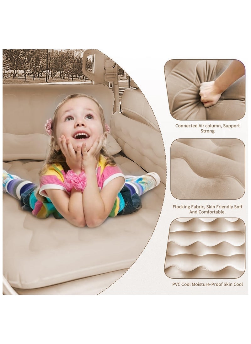 Jorunb - Inflatable Car Air Mattress, Thickened Flocking Car Air Bed with Air Pump, Portable Car Travel Mattress, Car Sleeping Mattress Bed with 2 Pillows for Car Universal SUV - Image 1