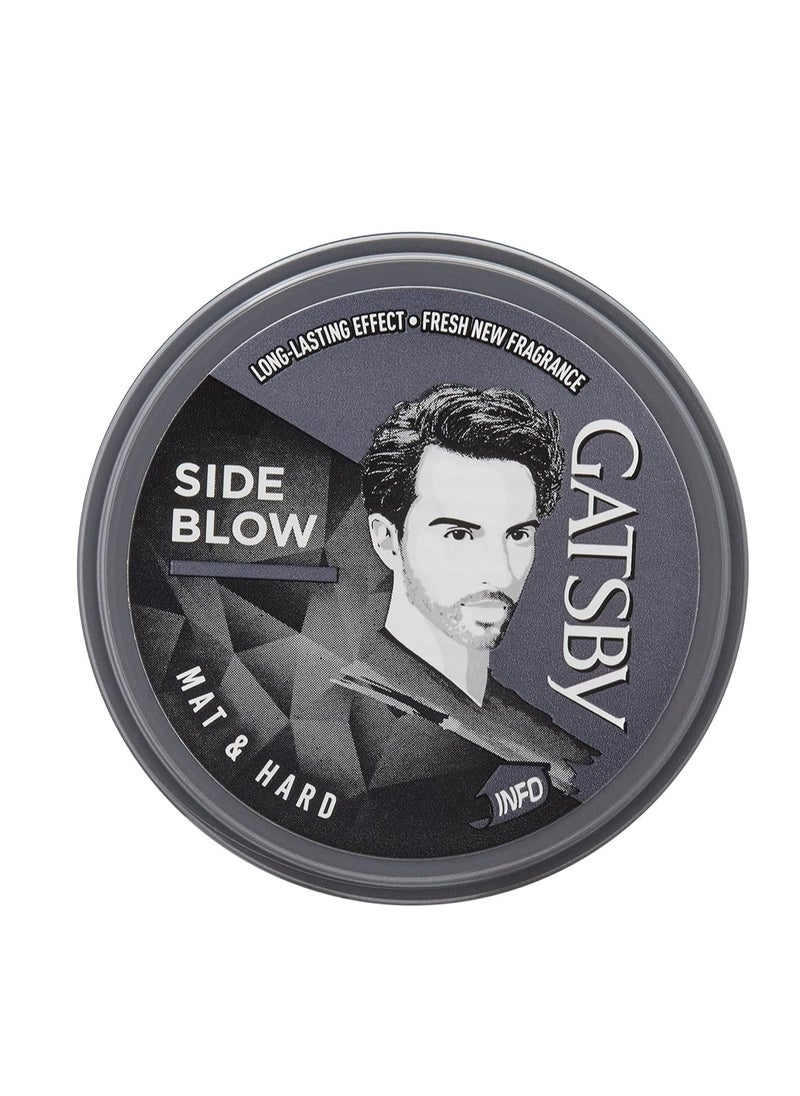 GATSBY Gatsby Hair Styling Wax - Mat & Hard, For Side Blow Style, Mat Finish, Strong Hold, High Volume, Non Sticky, Easy Wash Off, Anytime Re-Stylable Hair Wax, 75gm  - Image 1