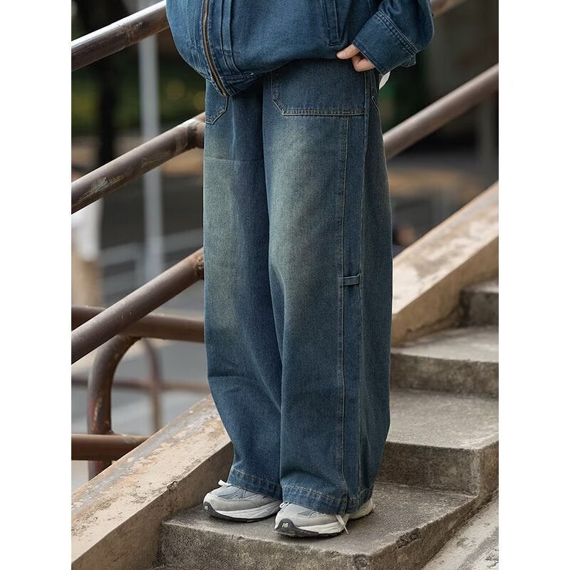 Unisex Classic Denim Jeans Loose Fit Daily Outdoor Wear - Image 1