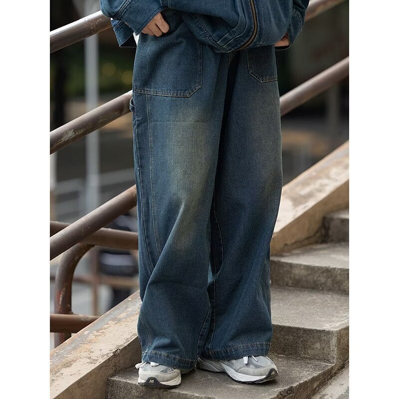 Unisex Classic Denim Jeans Loose Fit Daily Outdoor Wear - Image 5