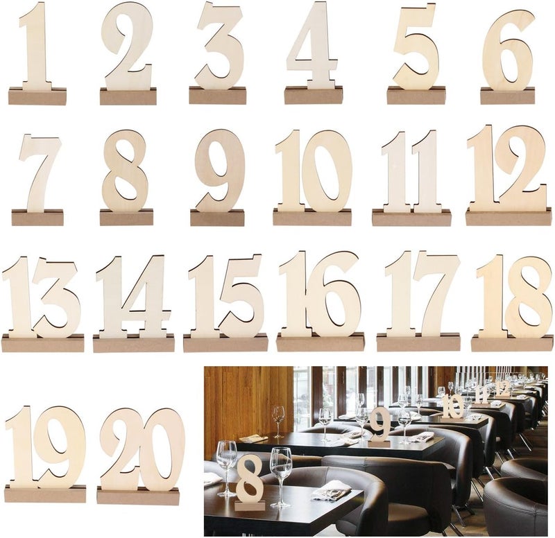 klarako 20pcs 1-20 Wooden Wedding Table Number Holders - Image 1