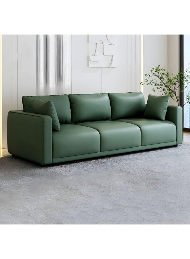Comfynest Faux Leather 4-Seat Tech Cloth Sofa with Cushions and Square Design (Green)  - Image 1