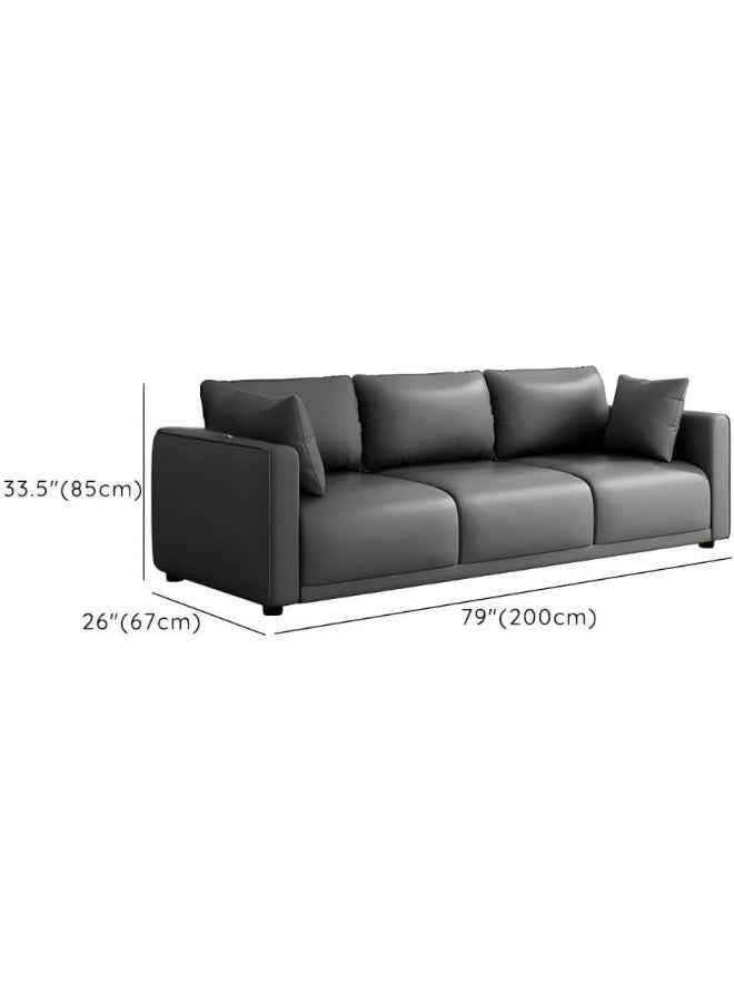 Comfynest Faux Leather 4-Seat Tech Cloth Sofa with Cushions and Square Design (Green)  - Image 2