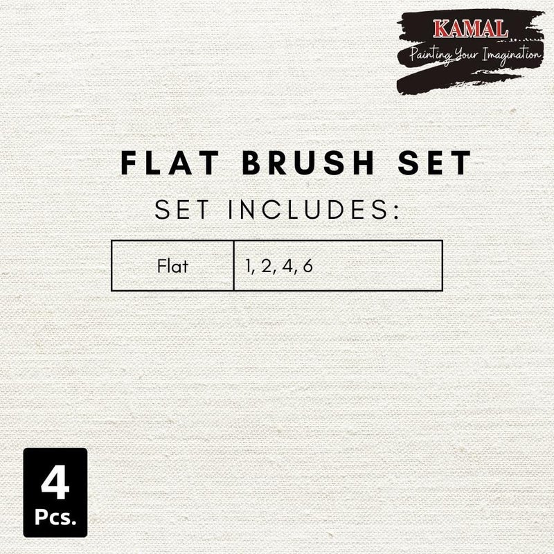 KAMAL Flat Golden Black Synthetic Hair Taklon Paint Brushes for Oil, Nail, Artist Acrylic Painting - Handle :- Black Set of 4 - Image 5