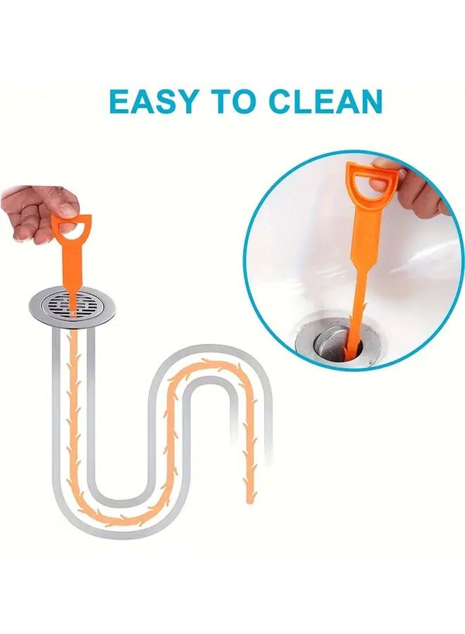 Orange 5pcs Flexible Drain Hair Clog Remover Tool for Sink Tub Toilet Cleaning - Image 5