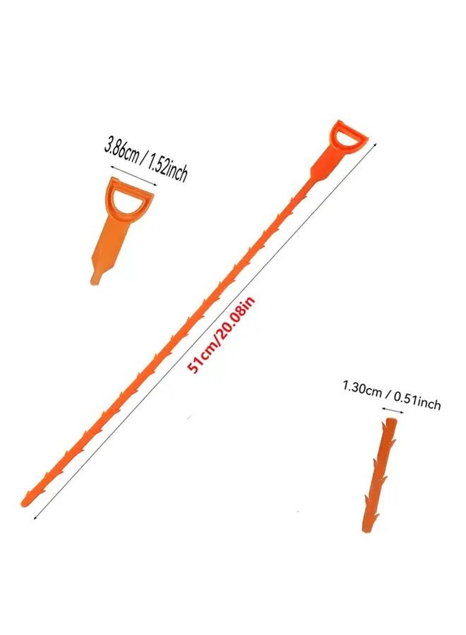 Orange 5pcs Flexible Drain Hair Clog Remover Tool for Sink Tub Toilet Cleaning - Image 3