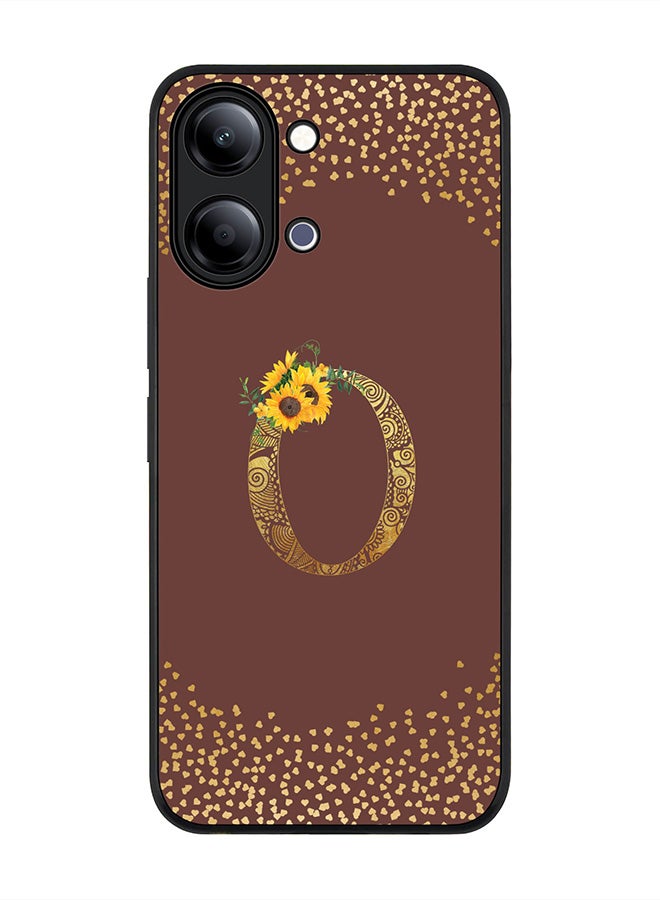 Stylizedd For vivo Y05 4G / Y6t 5G Case,Slim fit Camera Protection, Shockproof Thin Phone cover  - Custom Floral Monogram - O  (Brown ) - Image 1