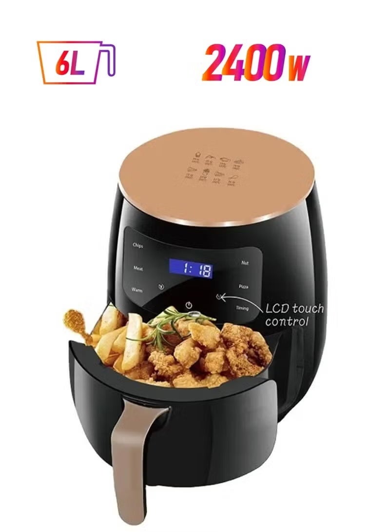 TIGER 6L High-Power Air Fryer 2400W With Non-Stick Basket, Digital Touch Screen, 6 Cooking Presets For Frying, Grilling, Roasting & Baking, Healthy Oil-Free Airfryer Oven S-18 - Image 1