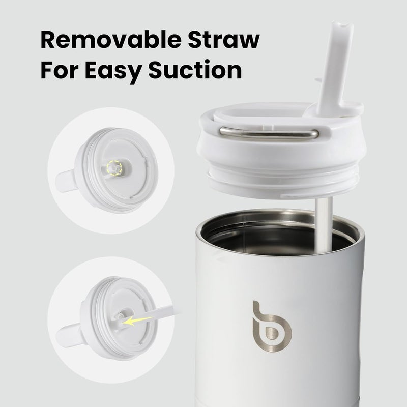bottle bottle زجاجة زجاجة 24 أونصة زجاجة ماء مع غطاء قشة ومقبض - فولاذ مقاوم للصدأ، مانعة للتسرب، خالية من BPA - Image 5