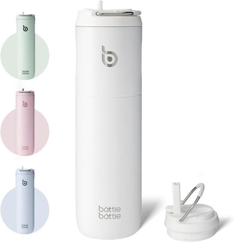 bottle bottle زجاجة زجاجة 24 أونصة زجاجة ماء مع غطاء قشة ومقبض - فولاذ مقاوم للصدأ، مانعة للتسرب، خالية من BPA - Image 1