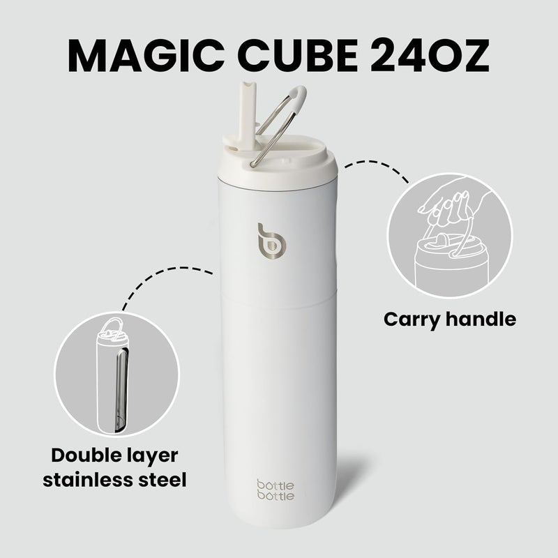 bottle bottle زجاجة زجاجة 24 أونصة زجاجة ماء مع غطاء قشة ومقبض - فولاذ مقاوم للصدأ، مانعة للتسرب، خالية من BPA - Image 4