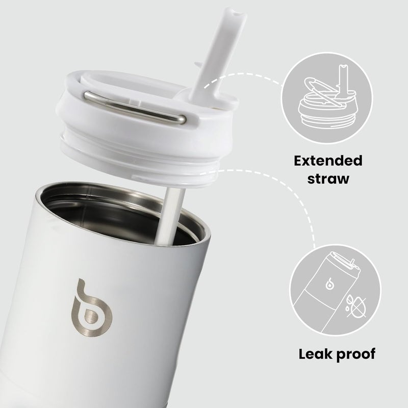 bottle bottle زجاجة زجاجة 24 أونصة زجاجة ماء مع غطاء قشة ومقبض - فولاذ مقاوم للصدأ، مانعة للتسرب، خالية من BPA - Image 2