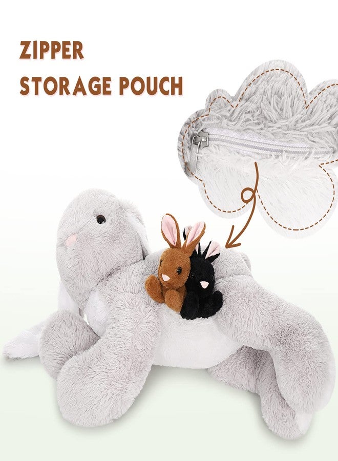 BENINY 4 Pcs Bunny Stuffed Animal - Large Stuffed Rabbit Plush Toys for Kids - Cuddly Mommy Bunny Surprise with 3 Small Bunnies - Image 2
